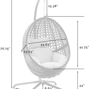 Crosley Furniture Calliope Wicker Indoor Outdoor Hanging Egg Chair with Stand for Patio, Porch, Deck, Sand