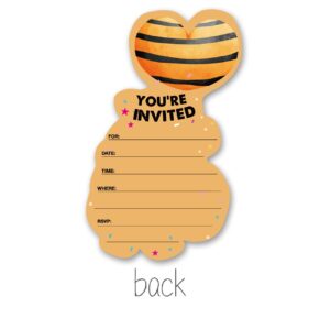 Bee Gnome Party Invitations with Envelopes, 20 Set Bee Gnome Shaped Invitations Birthday Bday Party Invites Supplies Favors, Double-Sided