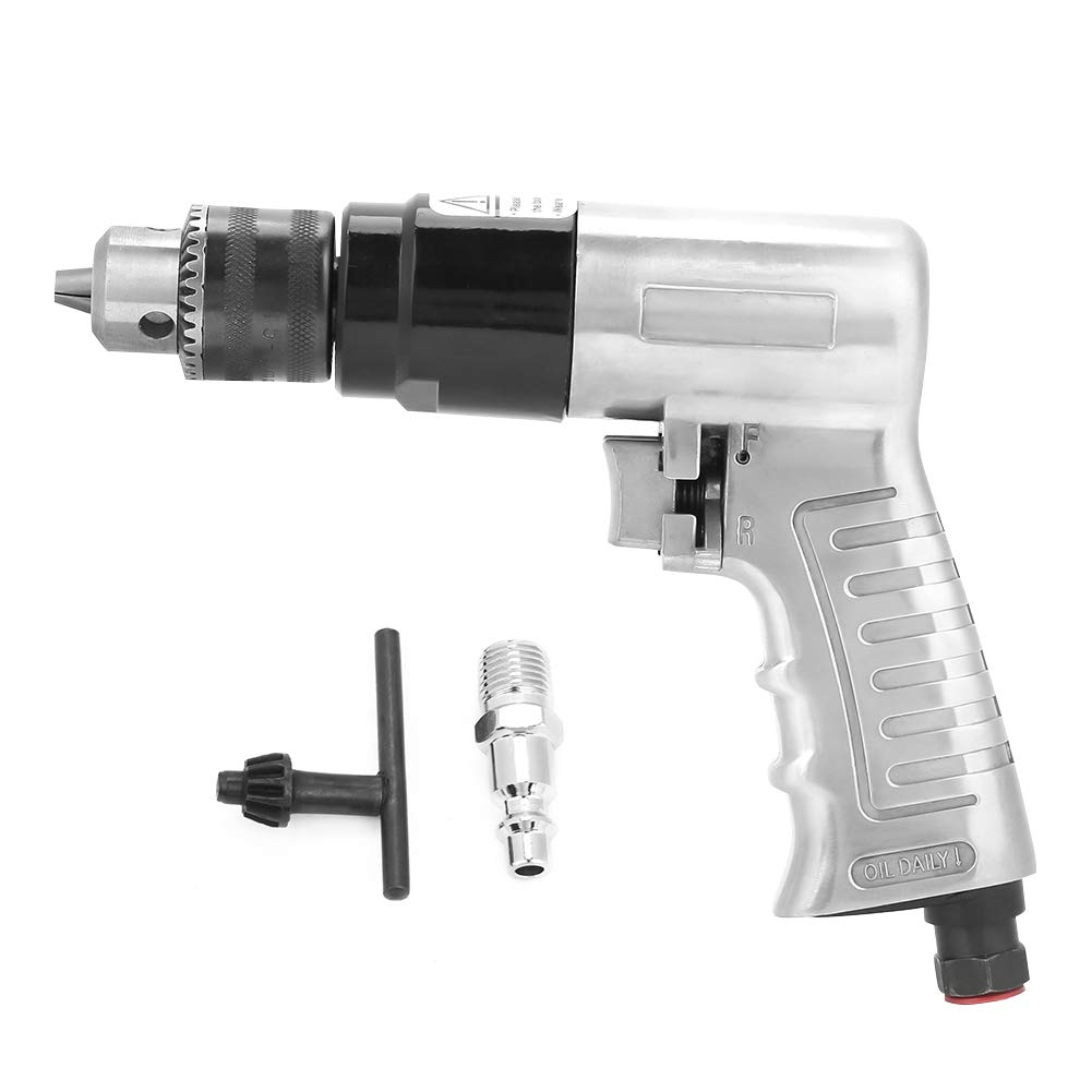 3/8" Pneumatic Drill,Reversible Air Drill,1700rpm High-Speed Pneumatic Drill Reversible Rotation Air Drill Tool,Variable Speed Trigger, Forward & Reverse Controls for Hole Drilling