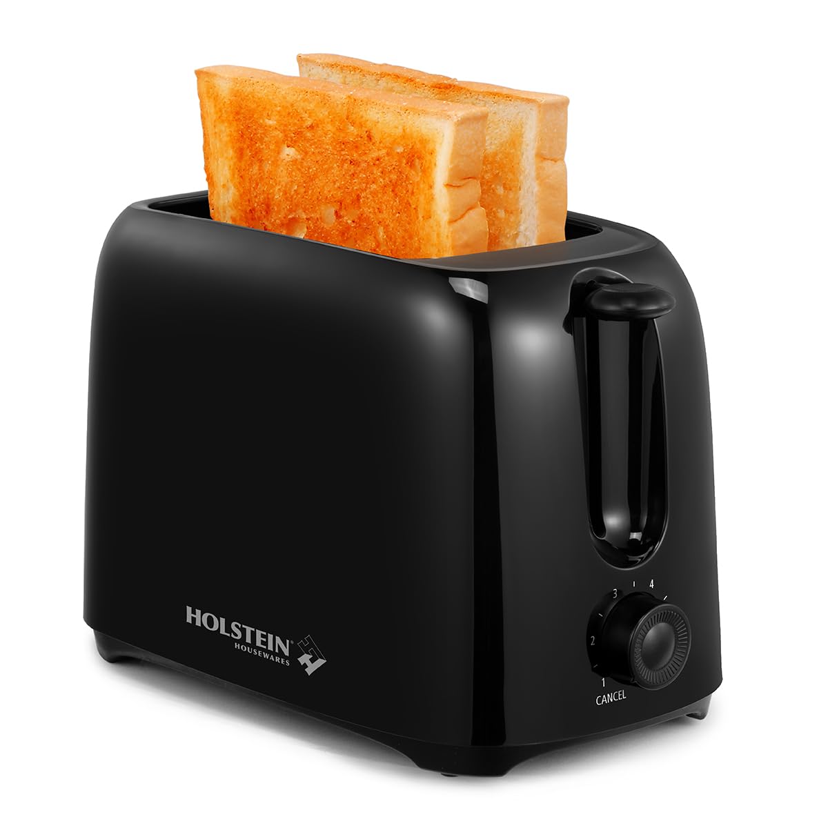 Holstein Housewares - 2-Slice Toaster with 6 Browning Control Settings, Black - Great to Toast Bread, Bagels and Waffles