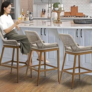 US Furnishing Indoor & Outdoor Weatherproof Bar Stools, Bar Stool 25' Counter Height Indoor & Outdoor Waterproof Hand-Crafted Stool, Gray.brown, (7890-cc)