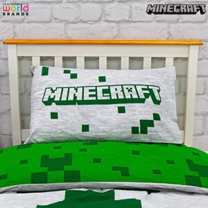 Minecraft Official Single Kids Duvet Cover Set | Character World Brands Pixels Design Reversible 2 Sided Bedding Including Matching Pillow Case | Gaming Single Bed Set Polycotton