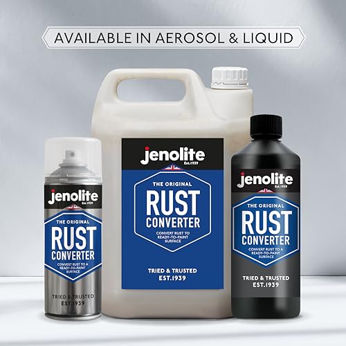 JENOLITE Rust Converter Aerosol | RUST TREATMENT | Reforms Rust into Ready to Paint Surface | Simply Spray on Rusted Surfaces | Epoxy Based Formula | 400ml (13.52 fl oz)