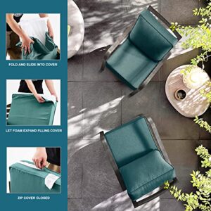 ARTPLAN Olefin 24x24 Deep Seat Patio Cushions for Outdoor Furniture,Extra 6 inch Thick,Back 18"x24",Removable,Replacement,Solid/Floral,Outdoor/Indoor,Aqua