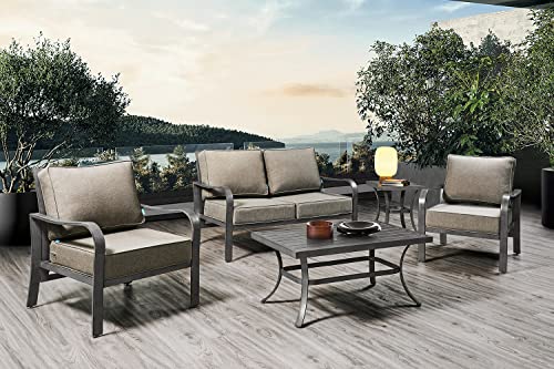 ARTPLAN Olefin 24x24 Deep Seat Patio Cushions for Outdoor Furniture,Extra 6 inch Thick,Back 18"x24",Removable,Replacement,Solid/Floral,Outdoor/Indoor,Khaki