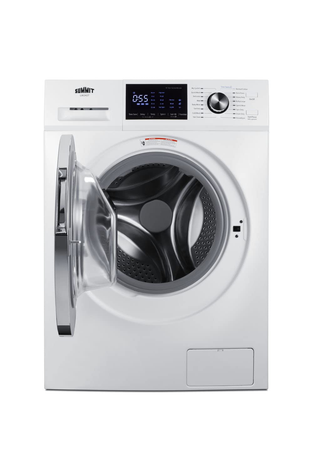 Summit Appliance LW2427 24" Wide ENERGY STAR Certified 110-120V Front-loading Washer with 15 Wash Programs, 1400 RPM, Touchscreen Display, Washing Cycle Selector Knob, Detergent Dispenser