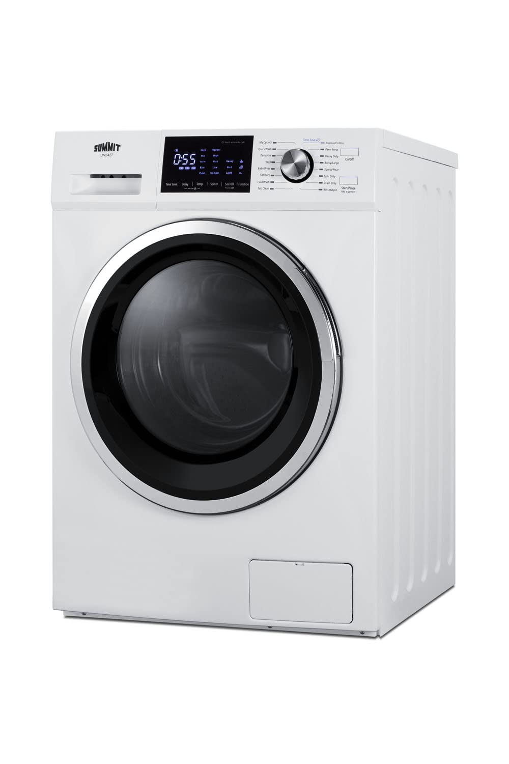 Summit Appliance LW2427 24" Wide ENERGY STAR Certified 110-120V Front-loading Washer with 15 Wash Programs, 1400 RPM, Touchscreen Display, Washing Cycle Selector Knob, Detergent Dispenser