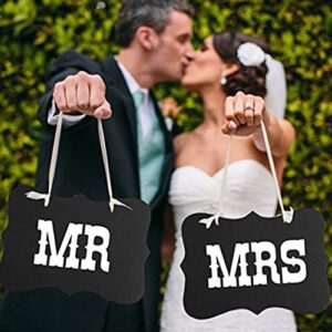 Borsgye 33PCS Just Married Banner Mr and Mrs Wooden Signs Letter Deco Set Printed Balloons Glitter Latex Balloons Gold Cake Toppers Reception Sign Garland for Table Bridal Decorations Supplies