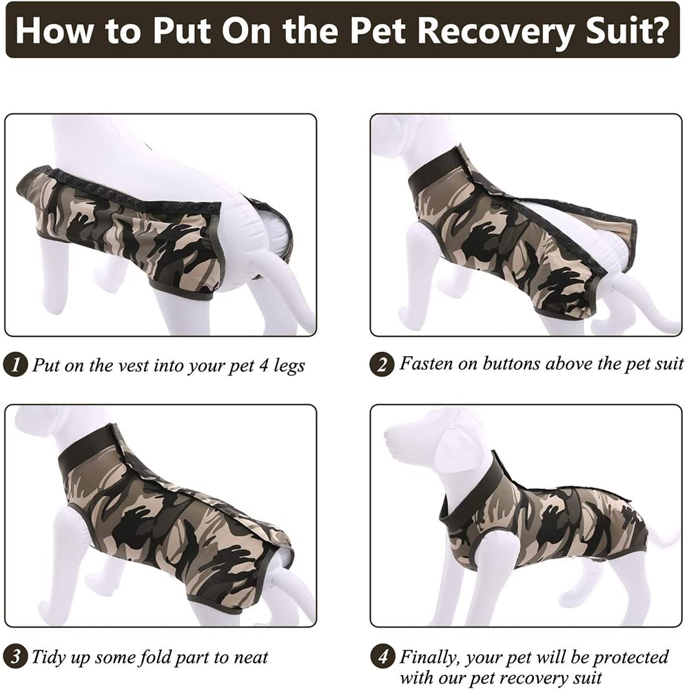 Dog Surgery Recovery Suit,Prevent Licking Dog Onesie Protective Bodysuits for Abdominal Wounds Recovery Shirt After Surgery for Female Male Pet (camo, XL(Back 19"-Chest 22.83-28.35"))