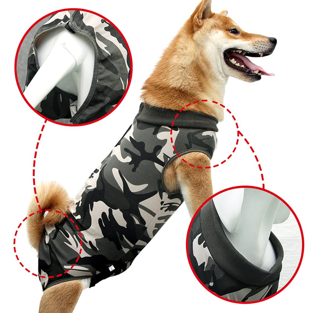 Dog Surgery Recovery Suit,Prevent Licking Dog Onesie Protective Bodysuits for Abdominal Wounds Recovery Shirt After Surgery for Female Male Pet (camo, XL(Back 19"-Chest 22.83-28.35"))