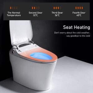 Smart Bidet Toilet Elongated One Piece Modern Design, One Piece Toilet, Automatic Flushing, Heated Seat with Integrated Multi Function Remote Control