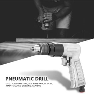 3/8" Pneumatic Drill,Reversible Air Drill,1700rpm High-Speed Pneumatic Drill Reversible Rotation Air Drill Tool,Variable Speed Trigger, Forward & Reverse Controls for Hole Drilling