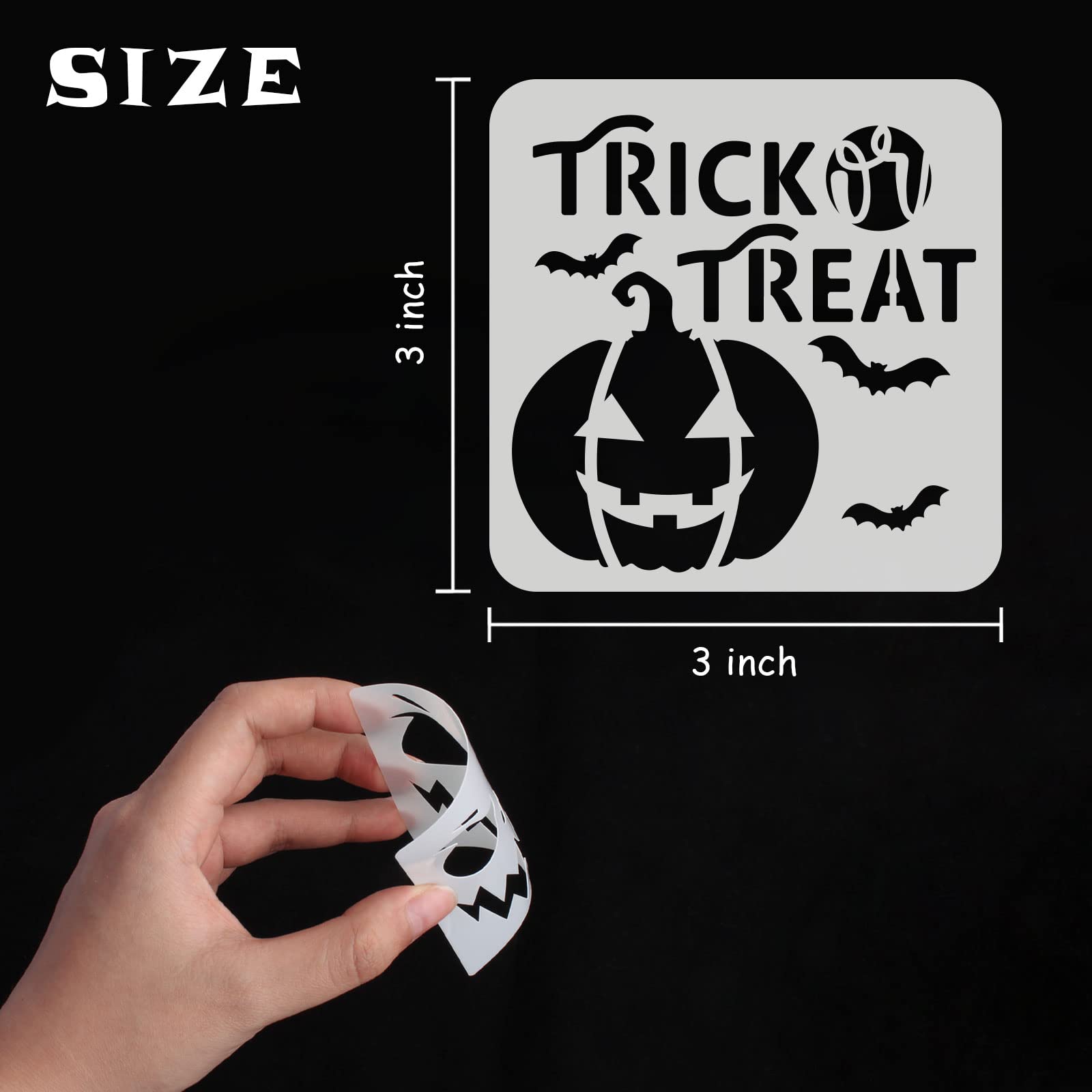 RINOLY 24 PCS Small Halloween Stencils for Painting on Wood, 3x3 inch Halloween Pumpkin Stencils Reusable for DIY Ornaments Halloween Decoration