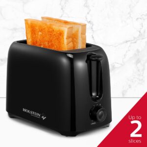 Holstein Housewares - 2-Slice Toaster with 6 Browning Control Settings, Black - Great to Toast Bread, Bagels and Waffles