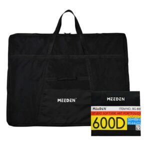 meeden soft art portfolio bag: 36 x 48 inch black art canvas portfolio case - waterproof 600d oxford carrying storage case for artwork, poster, sketching, and drawing