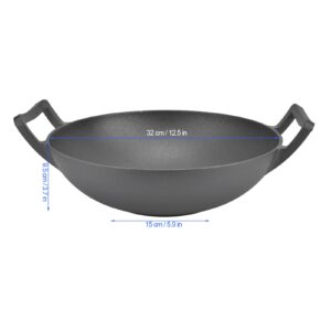 BTIHCEUOT Double Handle Wok, NonStick Cast Iron Pan Pot for Halogen Stove for Kitchen