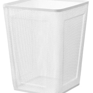 I-K-E-A DRÖNJÖNS Wastepaper Basket Steel Mesh Wastebasket Trash Can Waste Basket Garbage Can Bin for Bathrooms Kitchens Home Offices Lightweight White +Free Shoe Bag