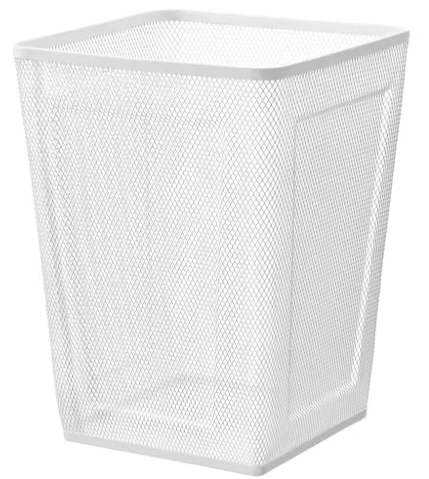 I-K-E-A DRÖNJÖNS Wastepaper Basket Steel Mesh Wastebasket Trash Can Waste Basket Garbage Can Bin for Bathrooms Kitchens Home Offices Lightweight White +Free Shoe Bag