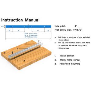 4 Pack 48" T-Track for Woodworking with Screws, Aluminum Alloy Woodworking Tools Double Cut Profile Universal T-Tracks with Predrilled Mounting Holes, Anodized Blue