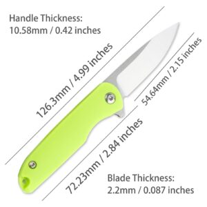 TENCHILON T28 Mini Flipper Folding Pocket Knife, 2.1 Inch Spear Point Blades, Contoured ABS Handle with Liner lock, Micro Small Little Gentlemen's Utility EDC Knives