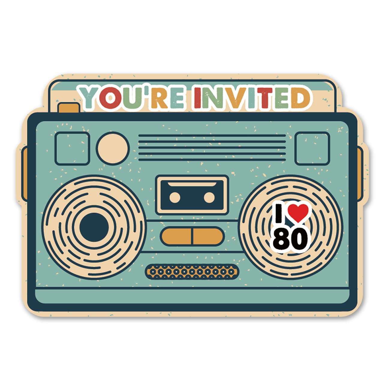 80s Birthday Party Invitations with Envelopes, 20 Set 80's Cassette Tape Shaped Invitations Birthday Bday Party Invites Supplies Favors, Double-Sided