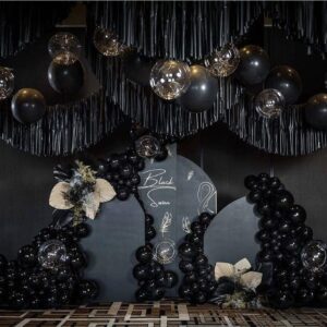 HOUSE OF PARTY Black Balloon Garland Kit - 5/12/18 Inch | Black Latex Balloons Different Sizes Pack for Halloween Birthday Party Decorations