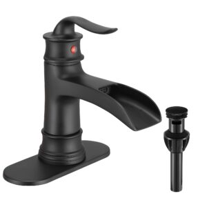 fransiton waterfall faucet bathroom faucet single handle one hole oil rubbed bronze finish large spout lavatory faucets oil rubbed bronze waterfall faucet (matte black)