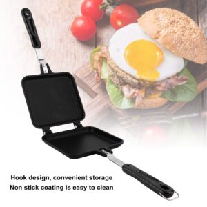 Double Sided Frying Pan, Sandwich Grill Maker with Non Stick Cast Iron Grilling Plate Breakfast Frying Pan Foldable Grill Frying Pan For Breakfast Toast Panini Waffle