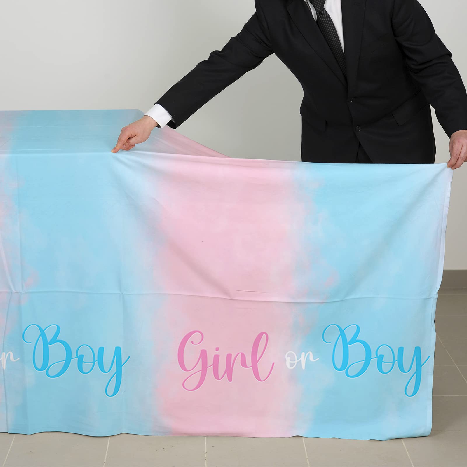 Gatherfun Gender Reveal Party Supplies Disposable Tablecloth Plastic Waterproof Table Cover for Boy or Girl Gender Reveal Party Baby Shower Birthday Party Decorations, 3 Pack 54X108inch