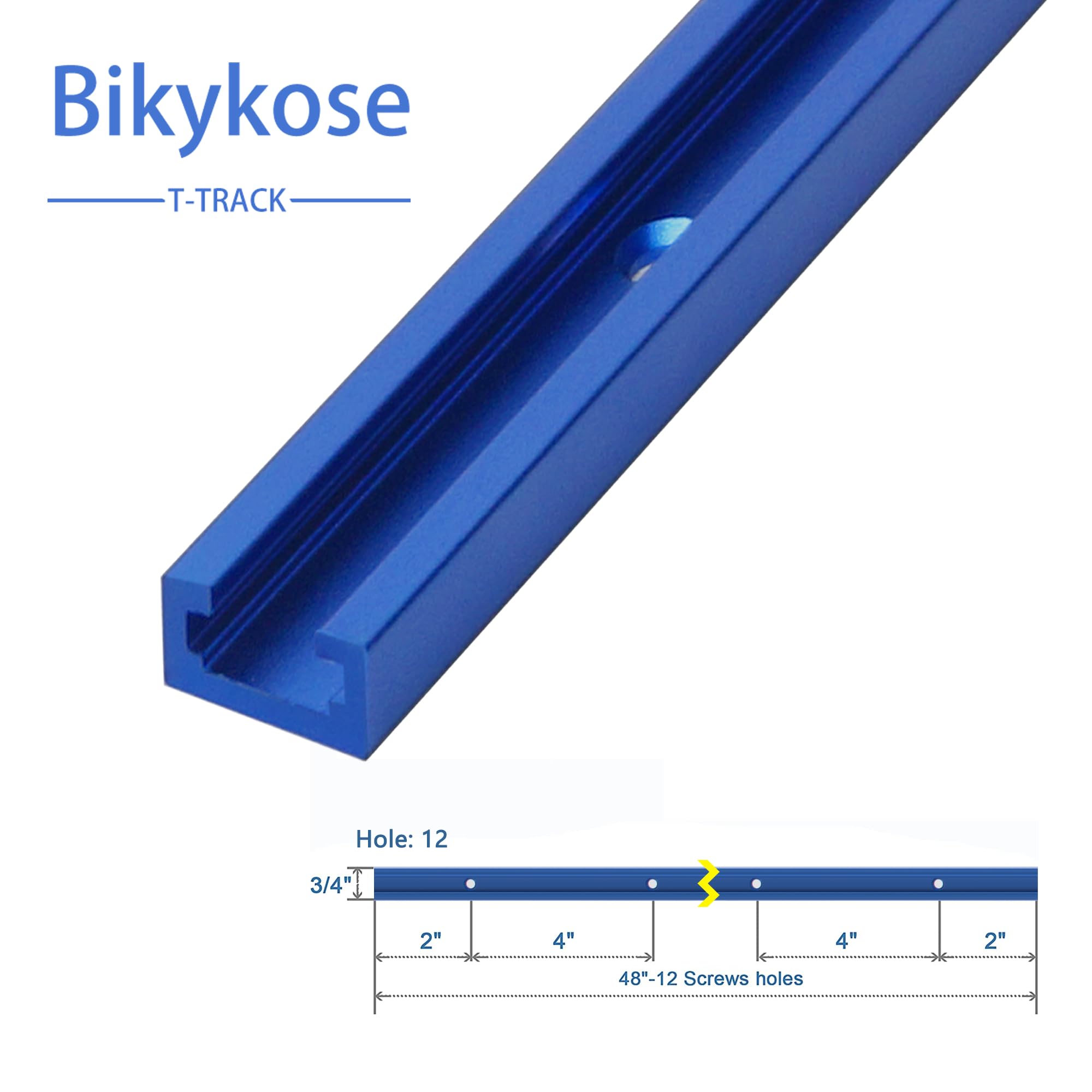 4 Pack 48" T-Track for Woodworking with Screws, Aluminum Alloy Woodworking Tools Double Cut Profile Universal T-Tracks with Predrilled Mounting Holes, Anodized Blue