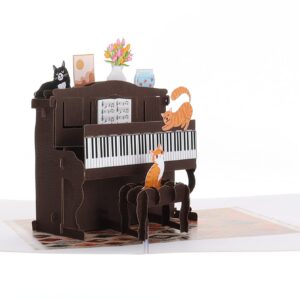 iGifts And Cards Crazy Cats With Fancy Piano 3D Pop Up Greeting Card - Cute Music Graduation Card, Awesome Cat Lovers Gift, Funny Happy Birthday Wish, Feline Party, Housewarming, Best Friendship