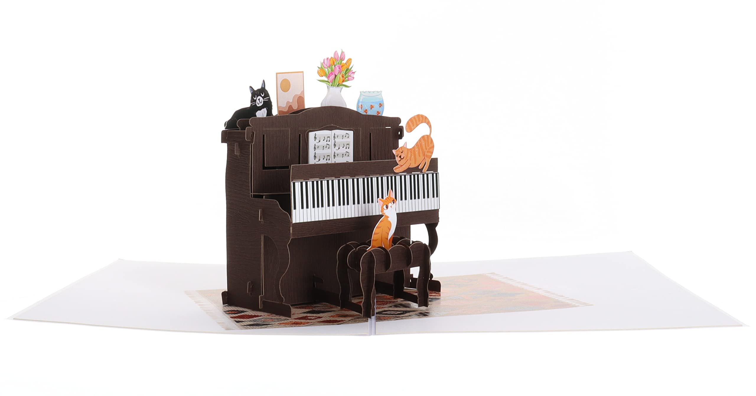 iGifts And Cards Crazy Cats With Fancy Piano 3D Pop Up Greeting Card - Cute Music Graduation Card, Awesome Cat Lovers Gift, Funny Happy Birthday Wish, Feline Party, Housewarming, Best Friendship