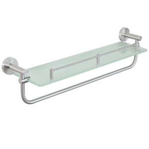 alise bathroom shelves glass shelf with bar,wall mount floating shelves for bathroom,tempered glass rack holder storage organizer,gdl8600-ls sus 304 stainless steel brushed nickel 24 inch