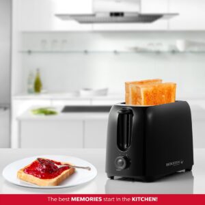 Holstein Housewares - 2-Slice Toaster with 6 Browning Control Settings, Black - Great to Toast Bread, Bagels and Waffles