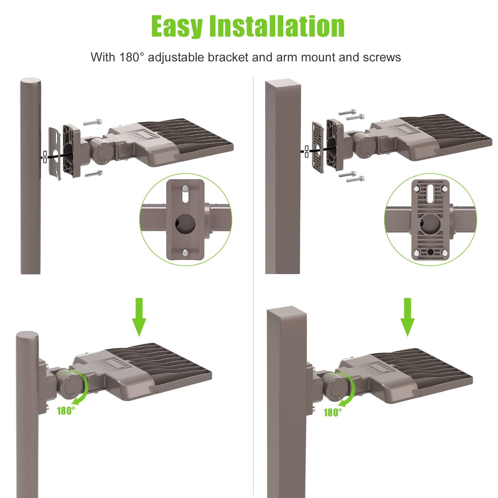 150W LED Parking Lot Light with Photocell UL DLC Listed 22500LM Commercial LED Shoebox Pole Lights Arm Mount Flood Lights Dusk to Dawn IP65 Outdoor Area Sport Court Street Road Lighting AC 100-277V