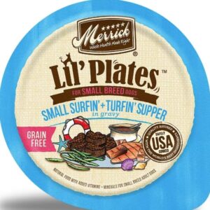 Lil' Plates Grain-Free Small Breed Wet Dog Food 8 Pack, 3.5 Oz Each, Includes: Texas Steak, Lamb Chop, Pot Pie, Surfin Turfin - Plus Fun Paw Notepad and Sticker (10 Items Total)