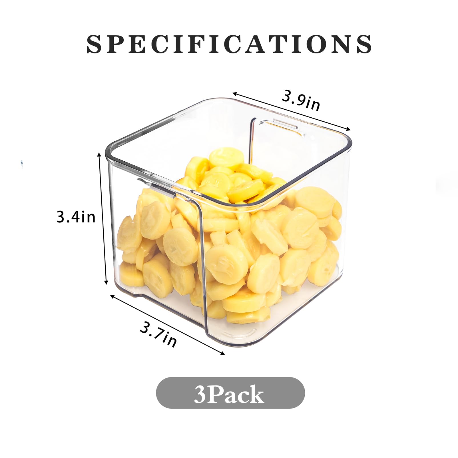 MineSign 3Pack Fridge Organizer Drawer Divider Cube Pull-Out Bins Clear Food Container Refrigerator Storage box Produce Saver for Pantry Kitchen Cabinet