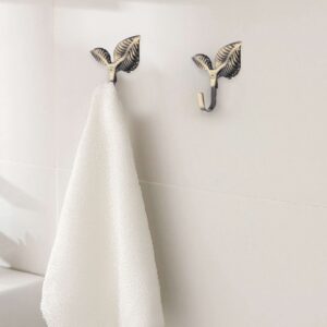 MAGICLULU 4pcs Metal Leaf Shaped Single Wall Hooks Vintage Iron Coat Hooks Rustic Wall- Mounted Coat Hangers for Home Scarf Bag Towel Key Cap Hat Bronze