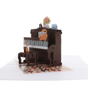 iGifts And Cards Crazy Cats With Fancy Piano 3D Pop Up Greeting Card - Cute Music Graduation Card, Awesome Cat Lovers Gift, Funny Happy Birthday Wish, Feline Party, Housewarming, Best Friendship