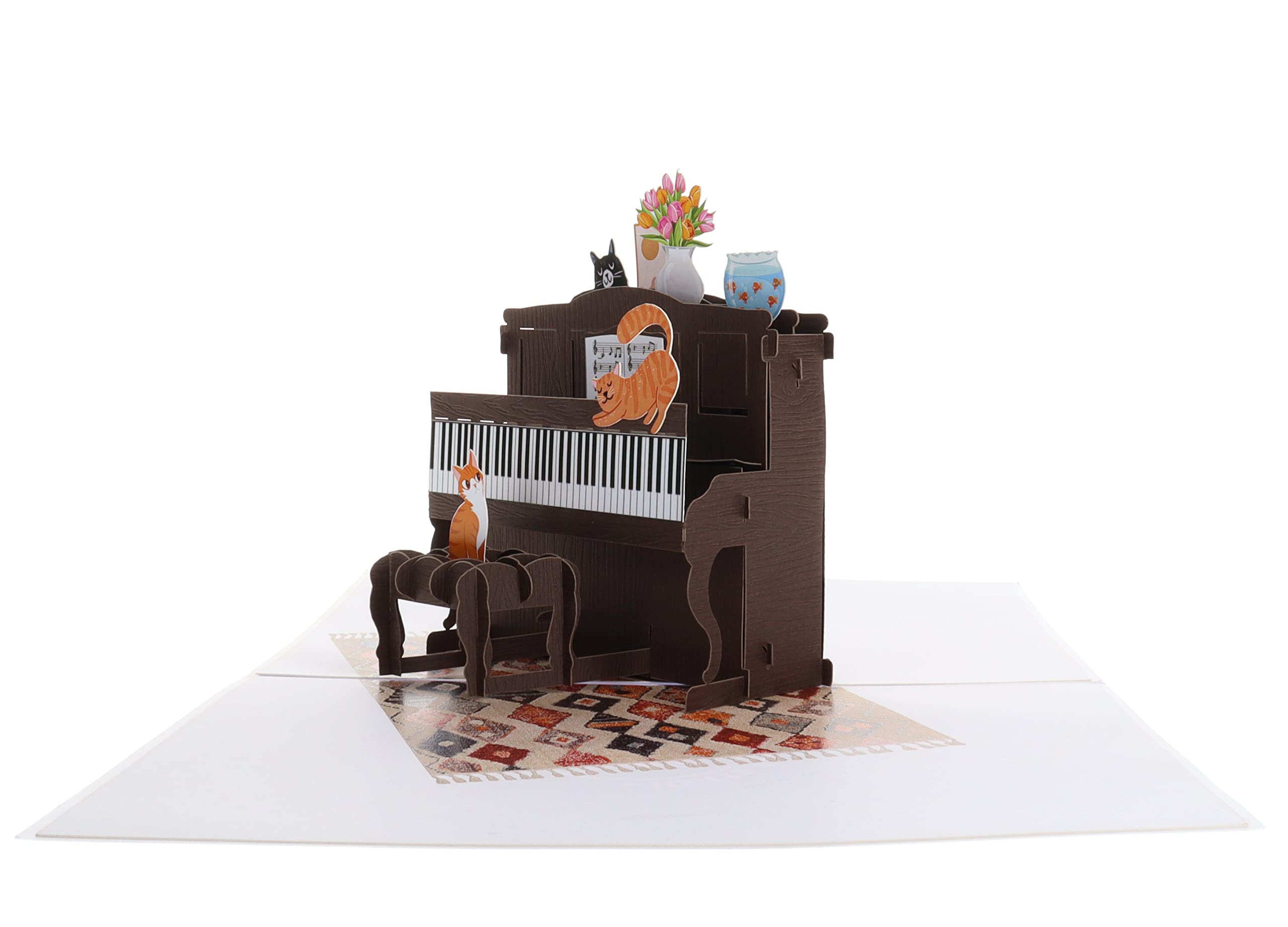 iGifts And Cards Crazy Cats With Fancy Piano 3D Pop Up Greeting Card - Cute Music Graduation Card, Awesome Cat Lovers Gift, Funny Happy Birthday Wish, Feline Party, Housewarming, Best Friendship