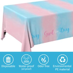 Gatherfun Gender Reveal Party Supplies Disposable Tablecloth Plastic Waterproof Table Cover for Boy or Girl Gender Reveal Party Baby Shower Birthday Party Decorations, 3 Pack 54X108inch