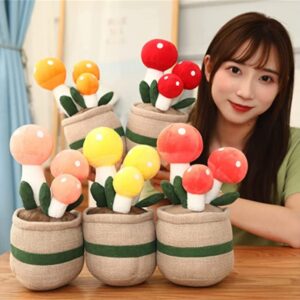 Uewidiod Toy Figure Stuffed Toy Mushroom Plant Pillow, Flower Decoration, 20×12cm/9.8×4.7inch, Mushroom Orange 11