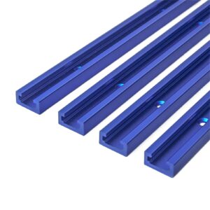 4 pack 48" t-track for woodworking with screws, aluminum alloy woodworking tools double cut profile universal t-tracks with predrilled mounting holes, anodized blue