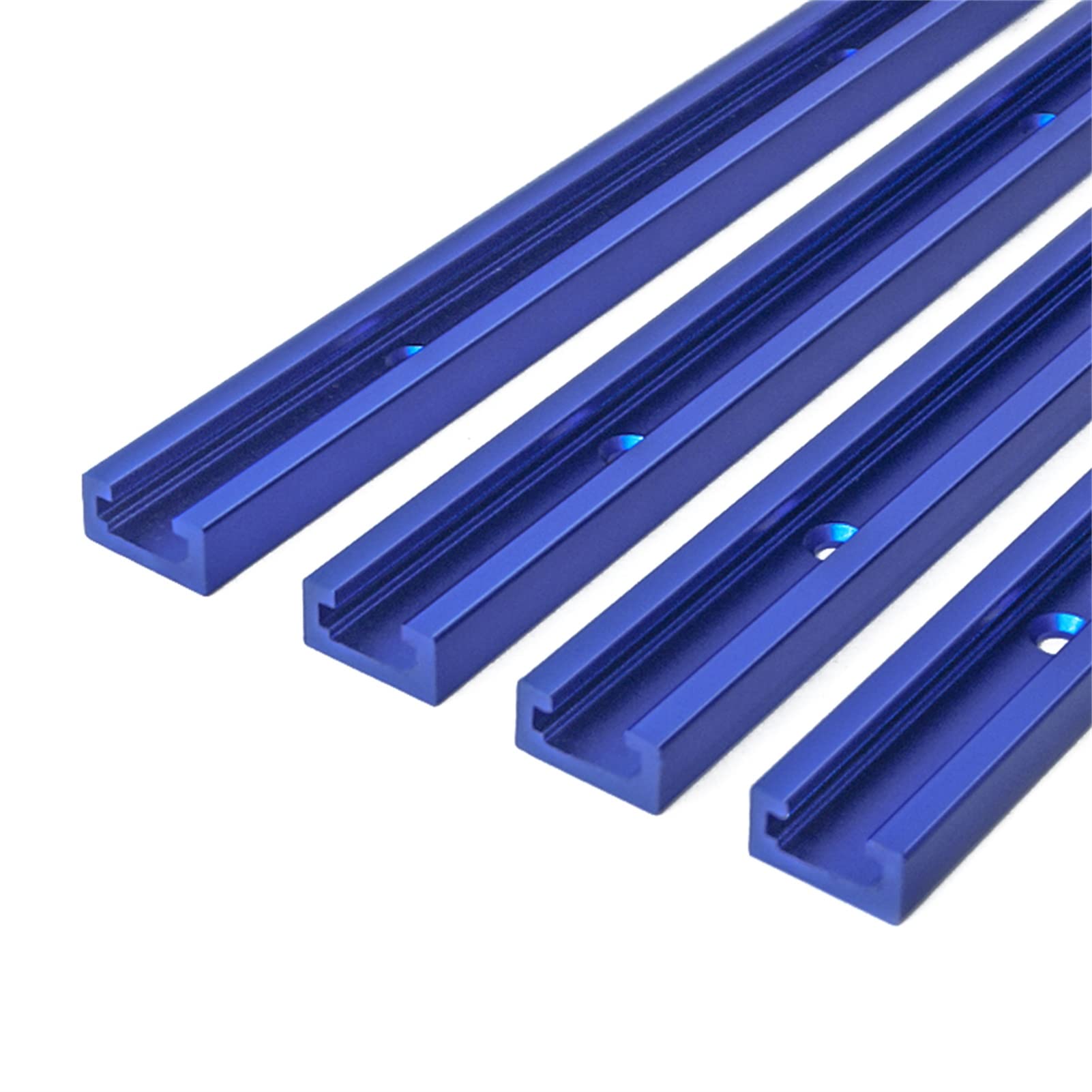 4 Pack 48" T-Track for Woodworking with Screws, Aluminum Alloy Woodworking Tools Double Cut Profile Universal T-Tracks with Predrilled Mounting Holes, Anodized Blue