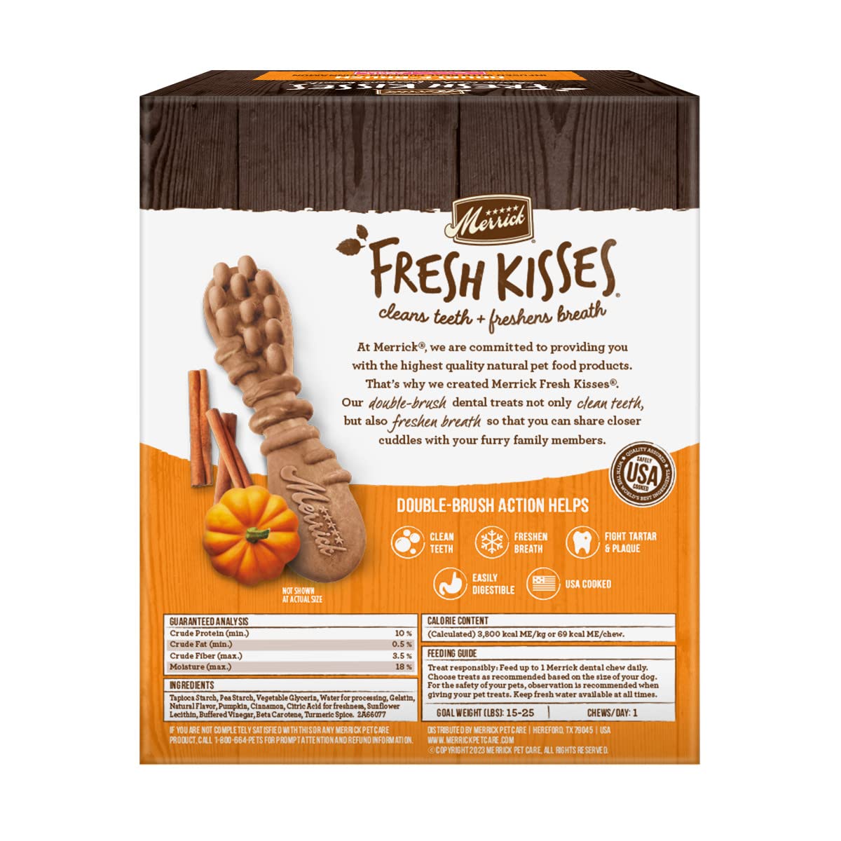 Merrick Fresh Kisses Natural Dental Chews, Treats Infused with Pumpkin and Cinnamon for Small Dogs 15-25 Lbs - 20 oz. Bag