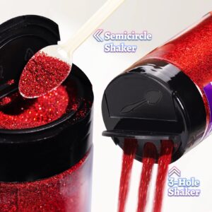 LEOBRO Red Glitter, Glitter, 180g/6.35oz Holographic Ultra Fine Glitter, 1/128" Resin Glitter Powder, Metallic Iridescent Glitter for Resin Tumblers Hair Body, Christmas Glitter for Crafts