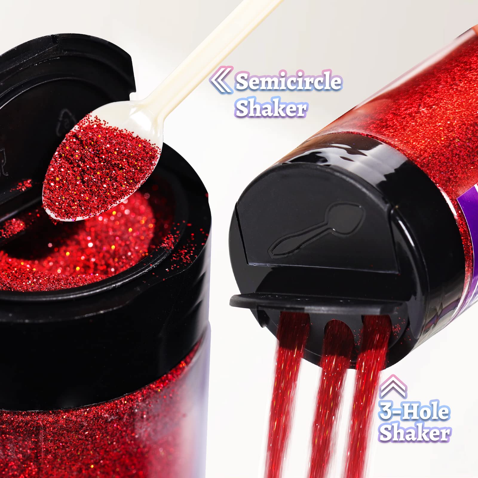 LEOBRO Red Glitter, Glitter, 180g/6.35oz Holographic Ultra Fine Glitter, 1/128" Resin Glitter Powder, Metallic Iridescent Glitter for Resin Tumblers Hair Body, Christmas Glitter for Crafts