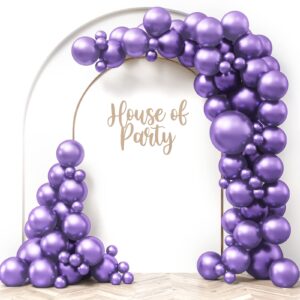 house of party metallic purple balloons - purple balloon garland kit, 5/12/18 inch purple metallic balloons for graduation, christmas decor, wedding party supplies