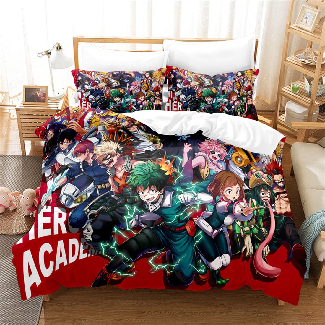 NECEHY Boys Bedding Set Collection Duvet Cover My Hero Academia Bed Set for Anime Comics Fans,B-2233,Full:79"x90"/200 * 229cm