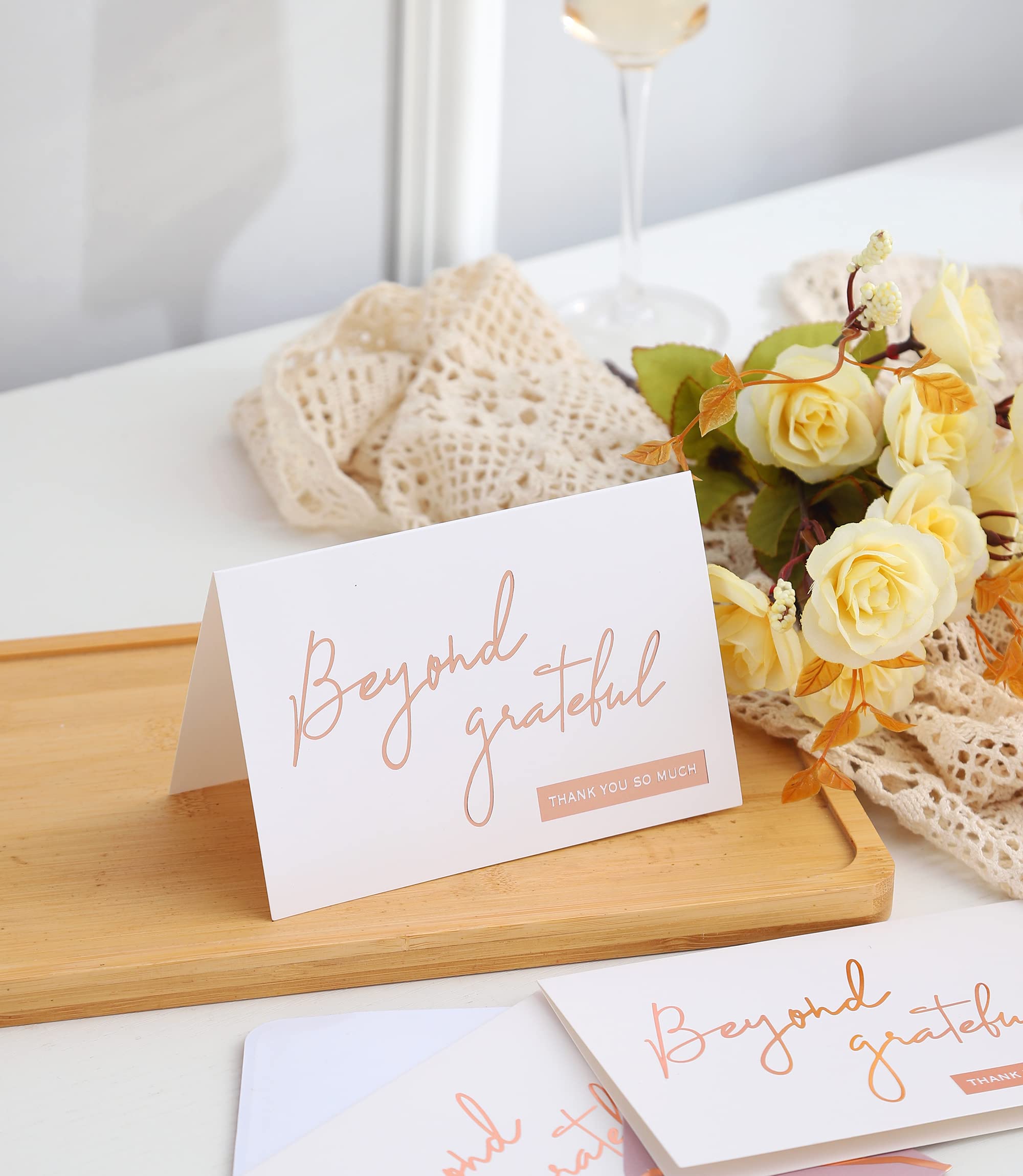 Rose Gold Beyond Grateful Thank You Cards with Envelopes - 36 PK - 4x6 Inches Bridal Shower Thank You Cards Baby Shower Baby Girl Thank You Notes for Wedding Birthday